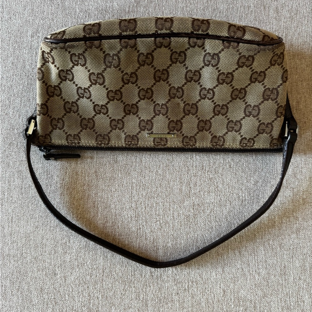 Gucci Beige and Dark Brown GG Canvas Pochette